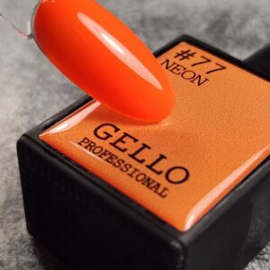 לק גל גלו GELLO מספר 77 צבע כתום זוהר ניאון מגוון הצבעים של גלו נבחר בקפידה על ידי צוות ההדרכה הבינלאומי של חברת לילה מילאנו הגוונים סמיכים, ואטומים במיוחד ומגיעים עם מברשת שקופה ושטוחה במיוחד המאפשרת כניסה נוחה מתחת לקטיקולה ומריחה נוחה וצמודה לחלוטין לתוצאה מושלמת יש למרוח שכבות דקות